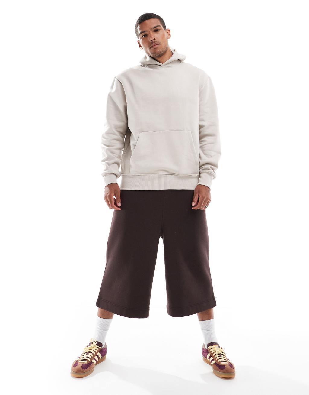 ASOS DESIGN premium heavyweight oversized hoodie in light gray beige Product Image