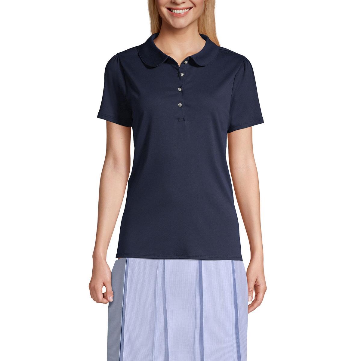 Women's Lands' End Short Sleeve Cotton Performance Polo Shirt, Size: Medium, White Product Image