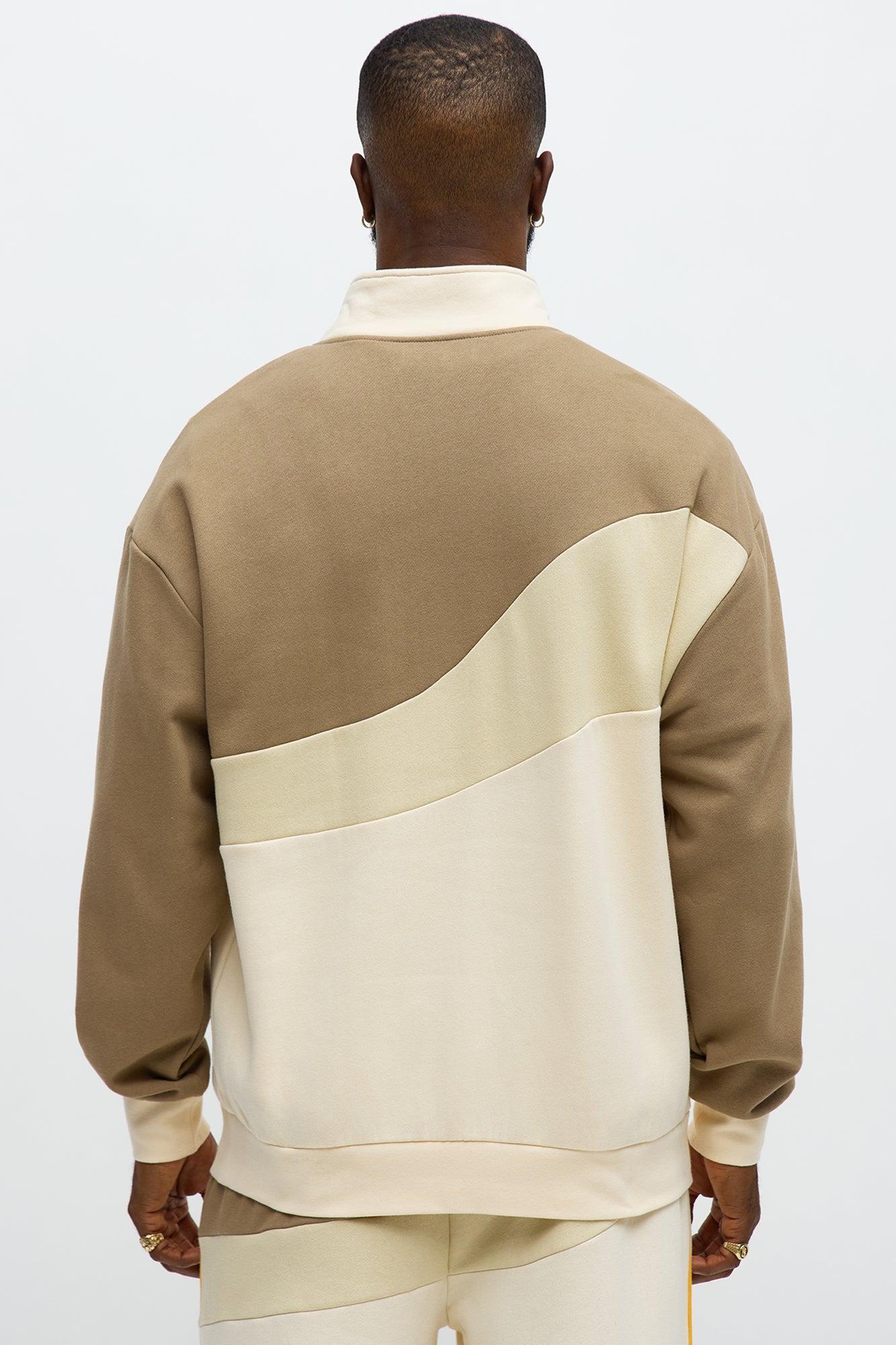 Been A Player Colorblock Quarter Zip - Tan/Multi Product Image