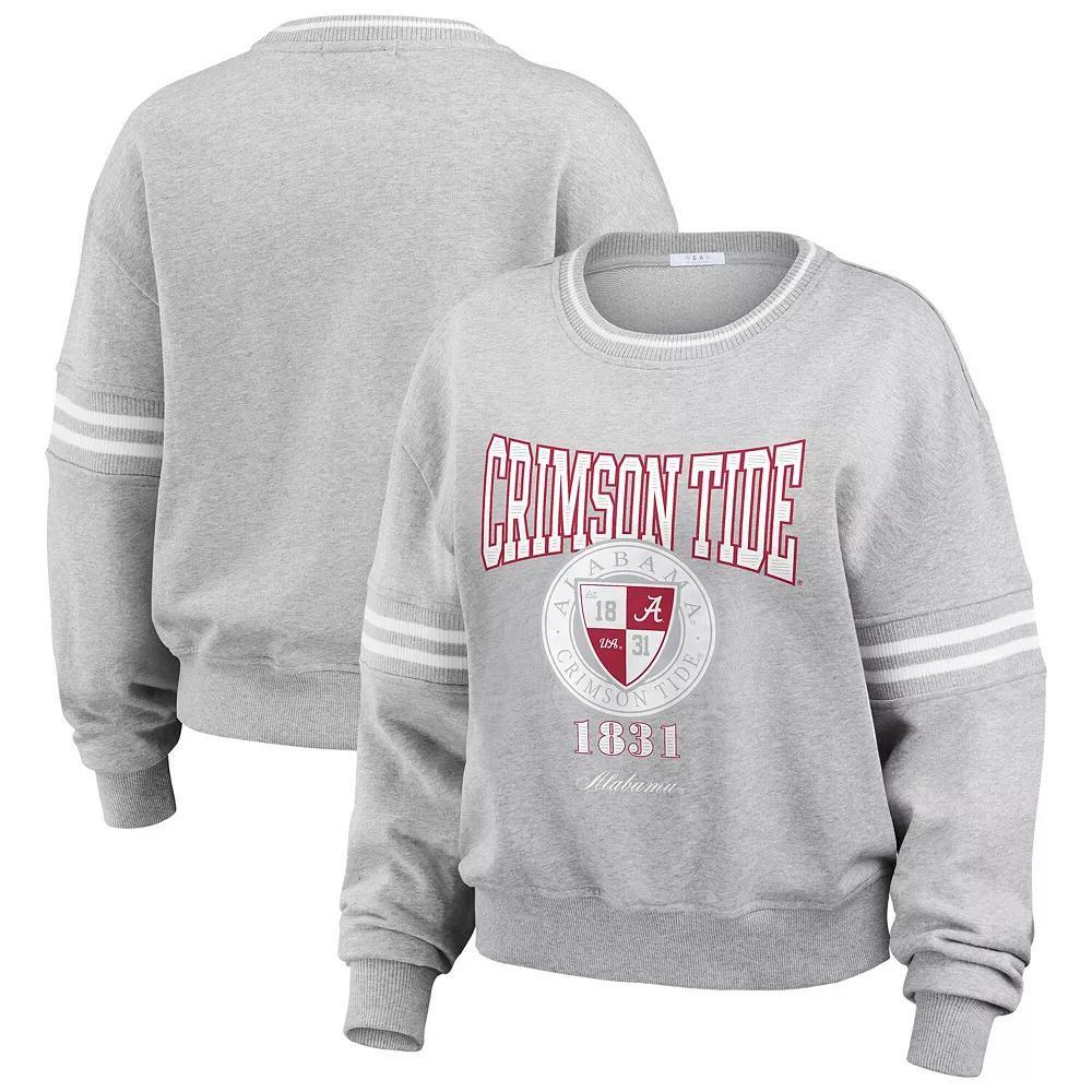 Women's WEAR by Erin Andrews Heather Gray Alabama Crimson Tide Classic Stripe Pullover Sweater, Size: XXL, Grey Product Image