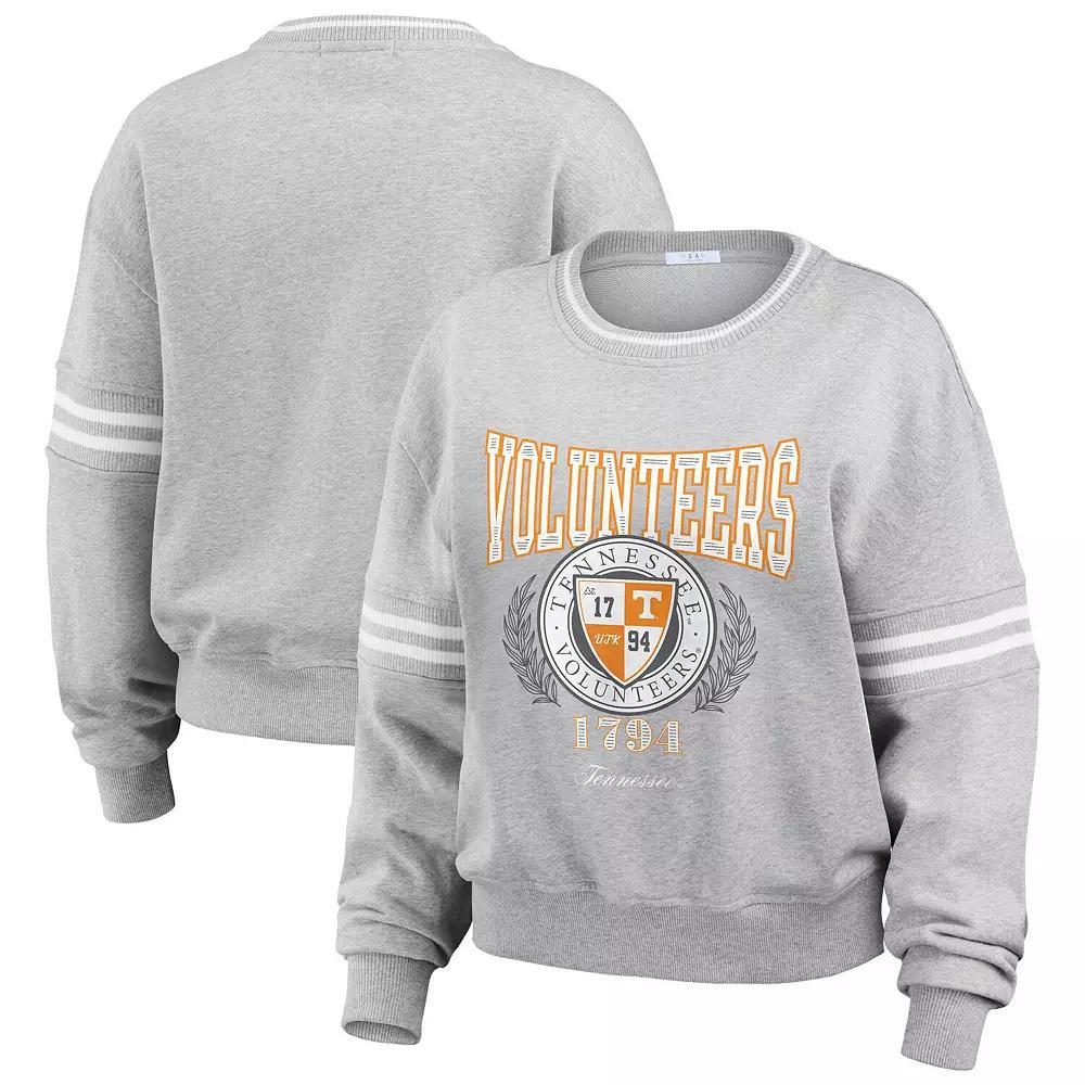Women's WEAR by Erin Andrews Heather Gray Tennessee Volunteers Classic Stripe Pullover Sweater, Size: Medium, Grey Product Image