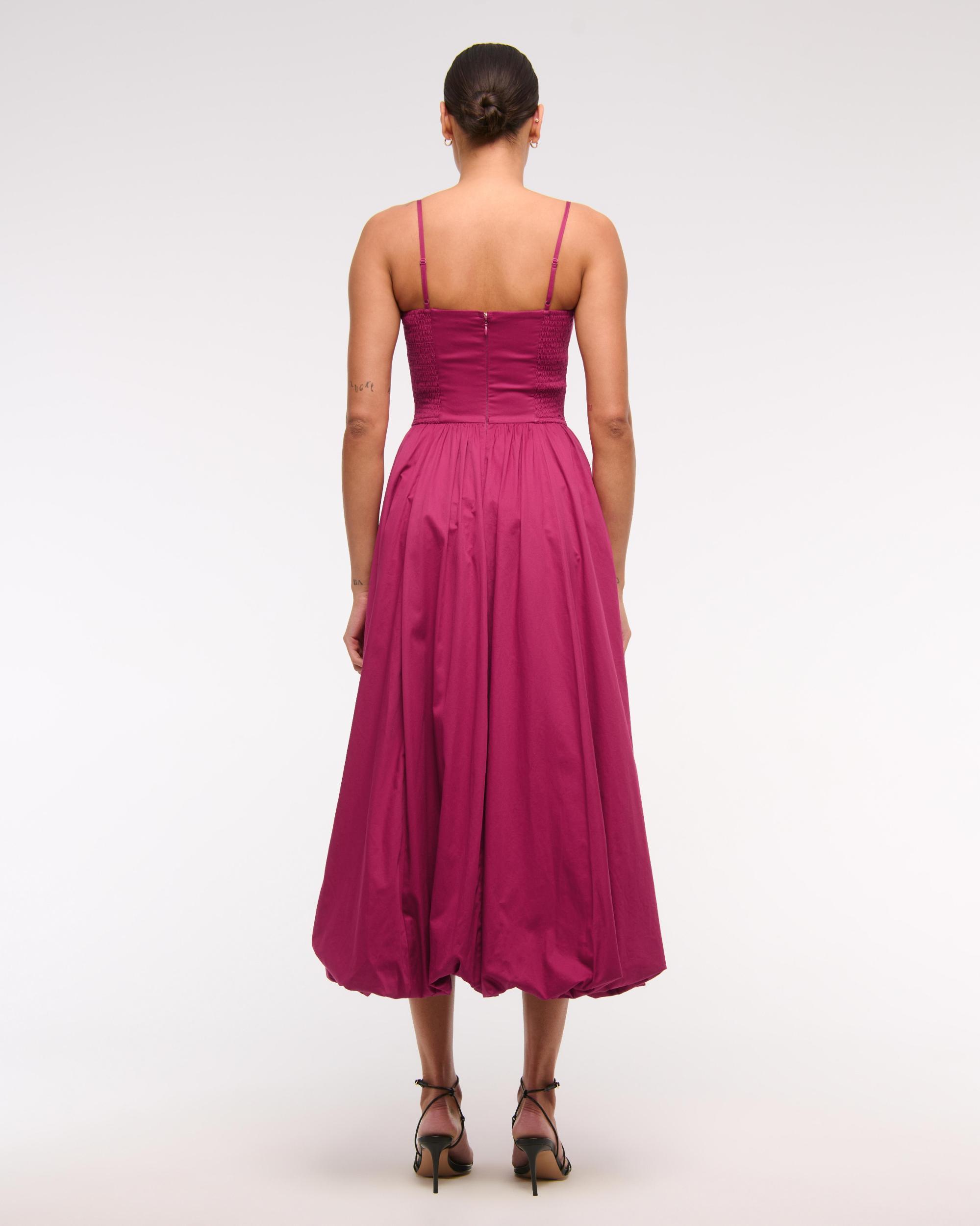 Dipped-Waist Bubble Hem Midi Dress Product Image