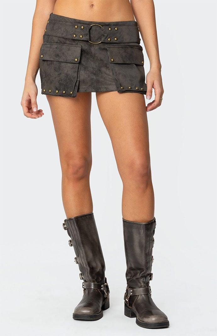 Edikted Women's Marge Studded Faux Leather Mini Skort Product Image