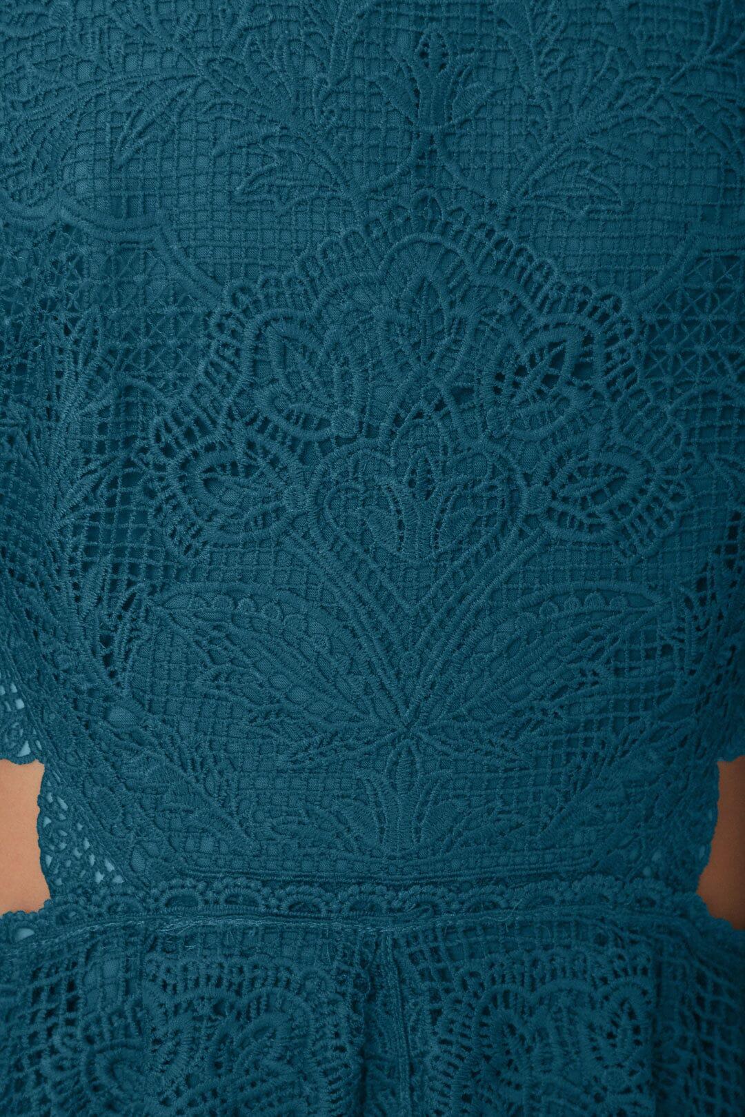 Green Guipire Cut-Out Midi Dress Product Image