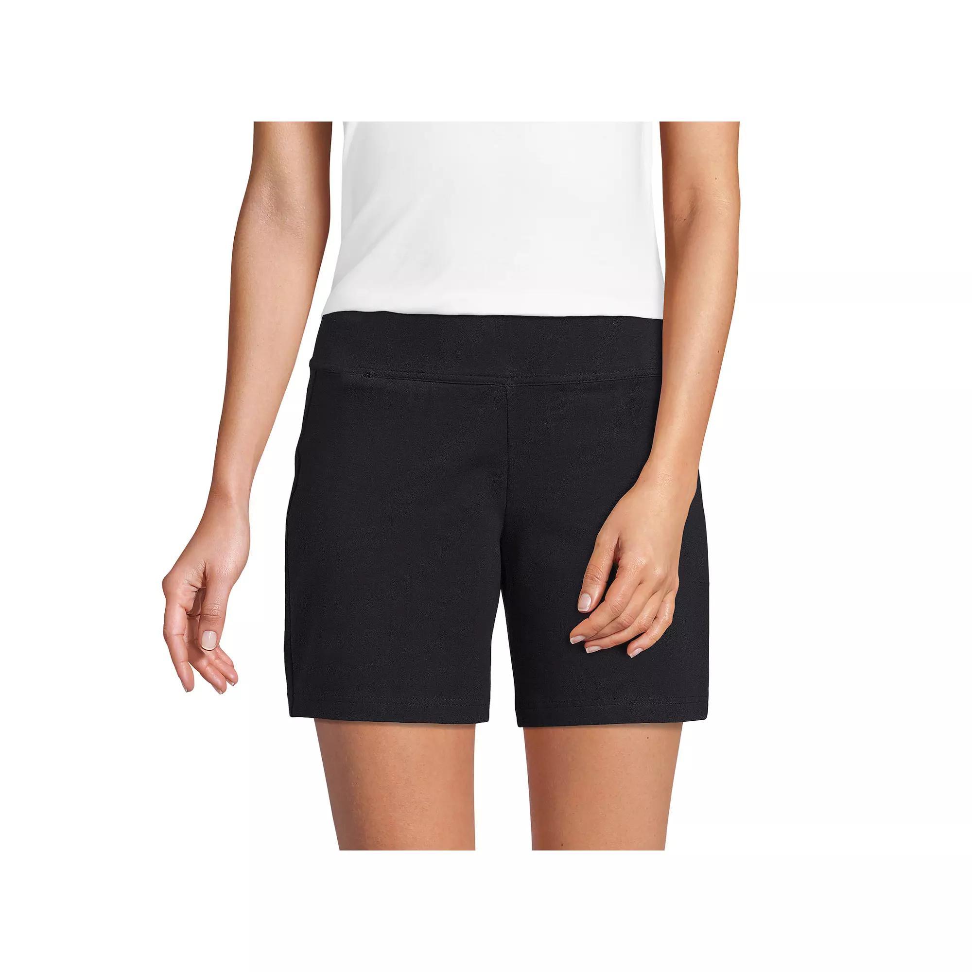 Petite Lands' End Starfish Mid-Rise 7" Pull-On Shorts, Women's, Size: XS Petite, Black Product Image