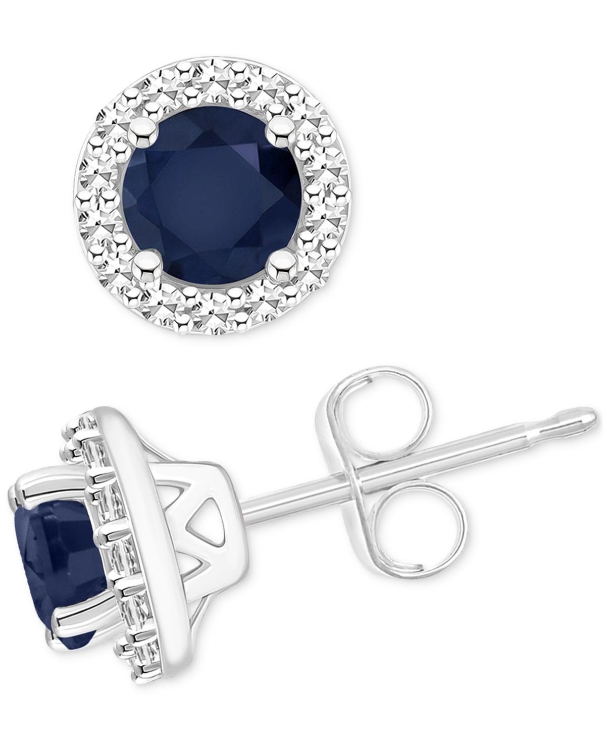 Celebration Gems Sterling Silver Gemstone & 1/5 Carat T.W. Diamond 4mm Halo Stud Earrings, Women's, Green Product Image