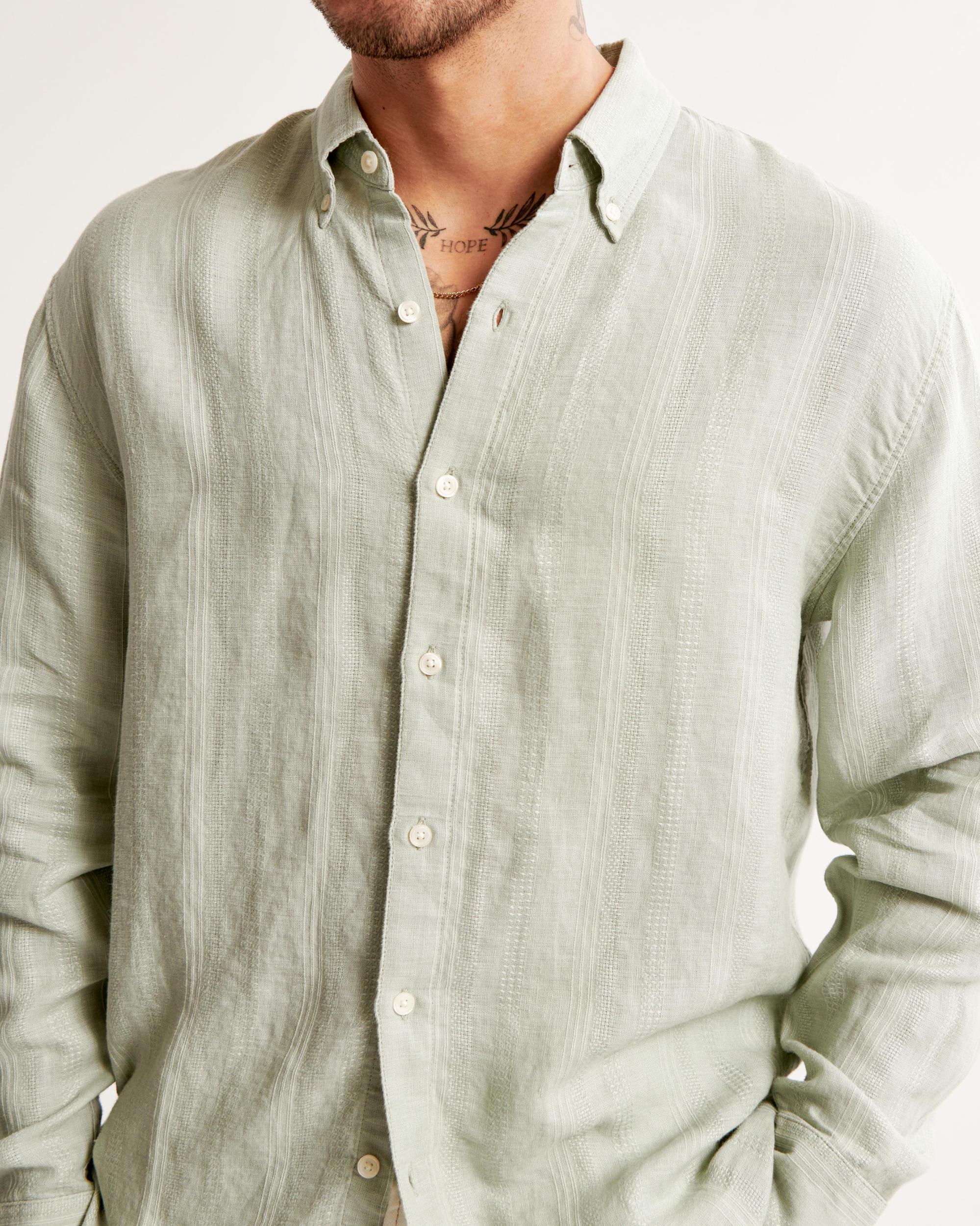 Summer Linen-Blend Button-Up Shirt Product Image