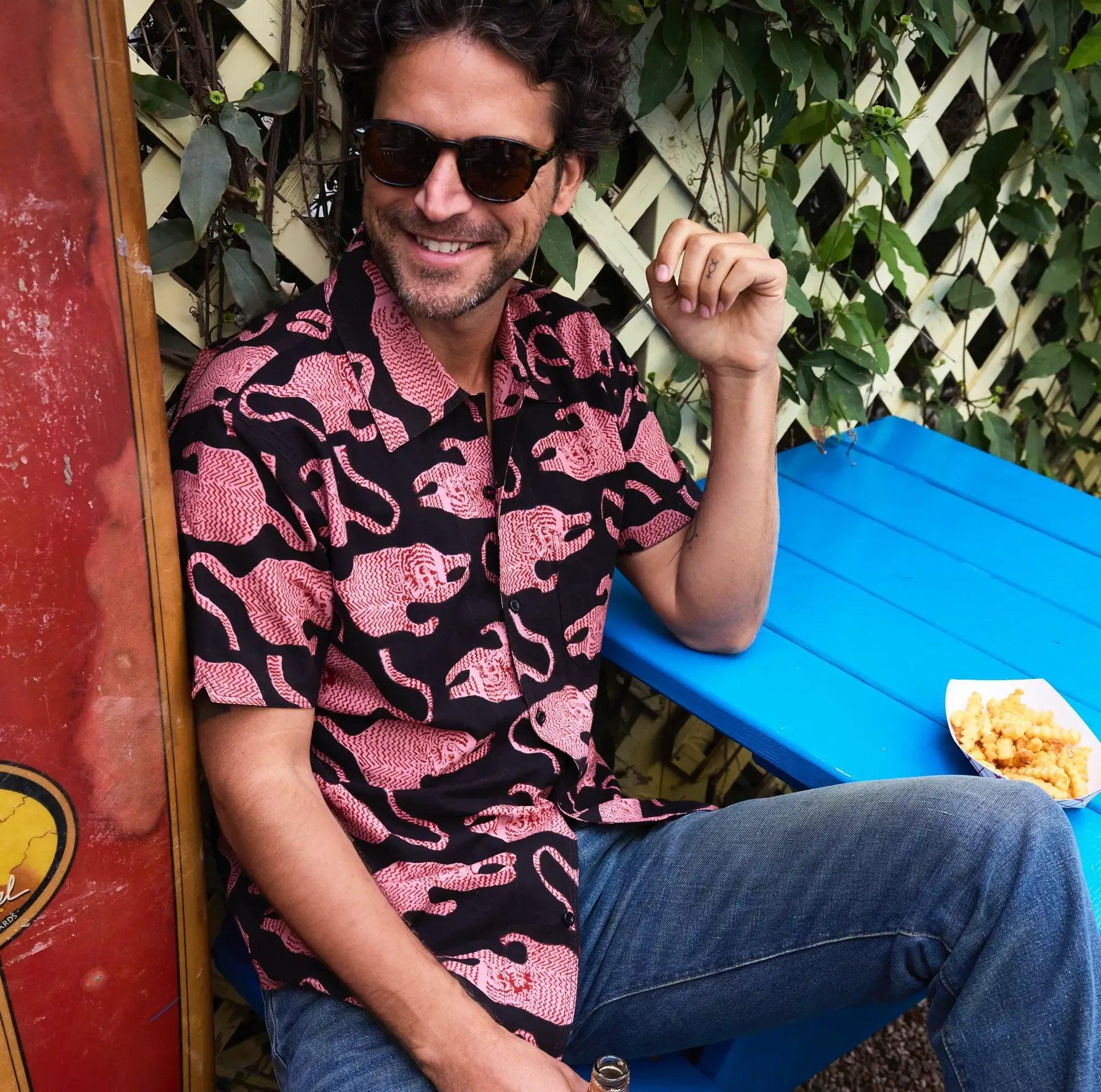 Tiger Block Print Shirt - Black Product Image