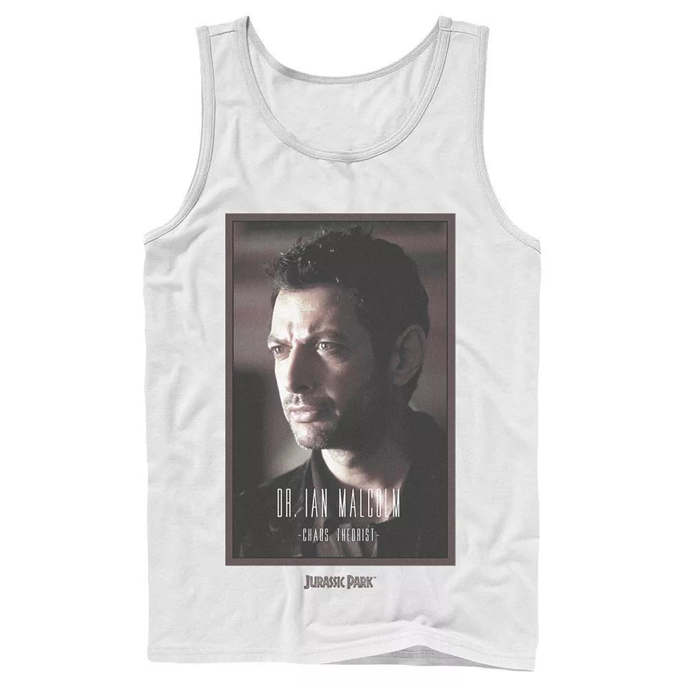 Men's Jurassic Park Dr. Ian Malcolm Chaos Theorist Graphic Tank Top, Size: Large, White Product Image