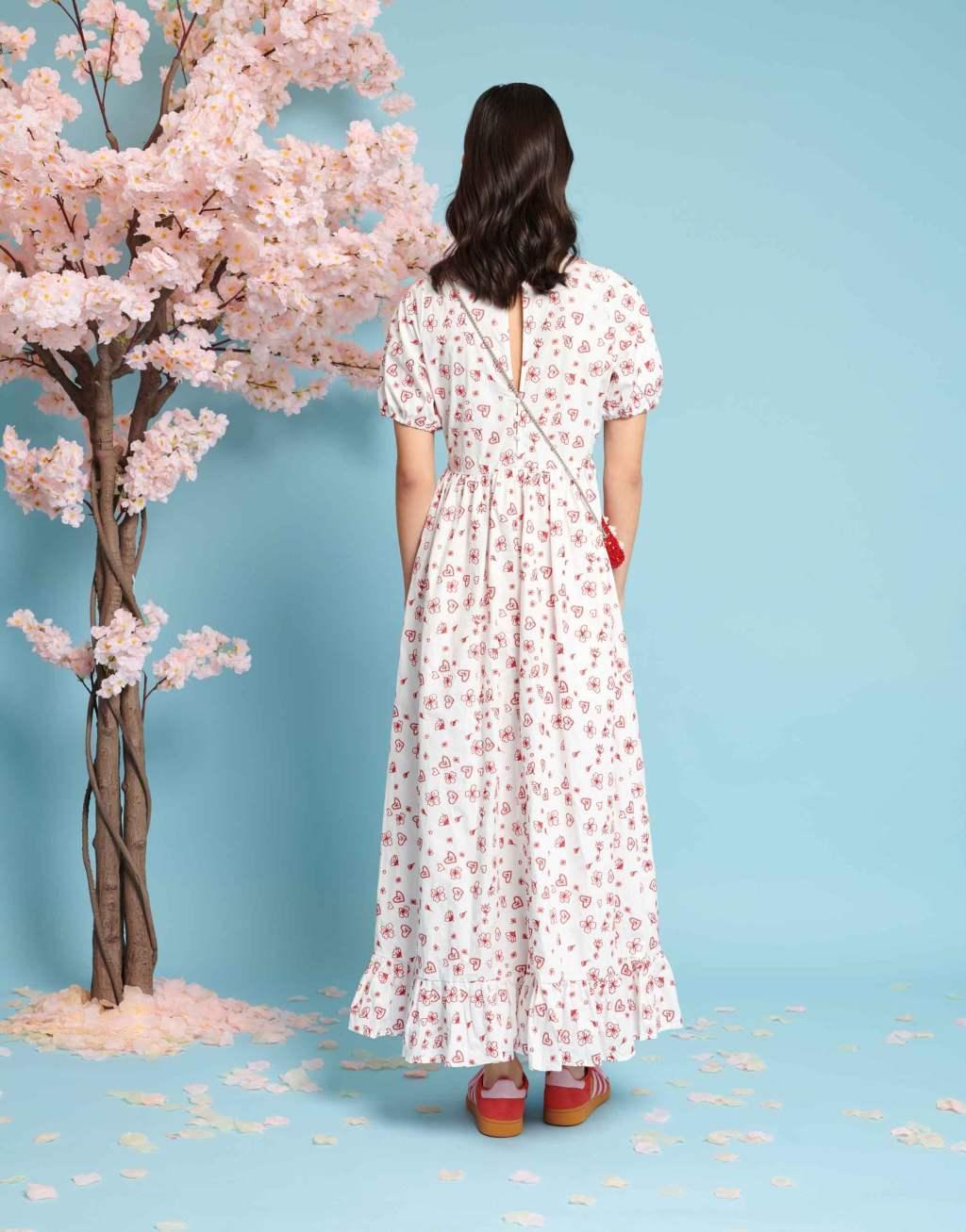 Sister Jane heart and flower embroidered midaxi dress in ivory - part of a set Product Image