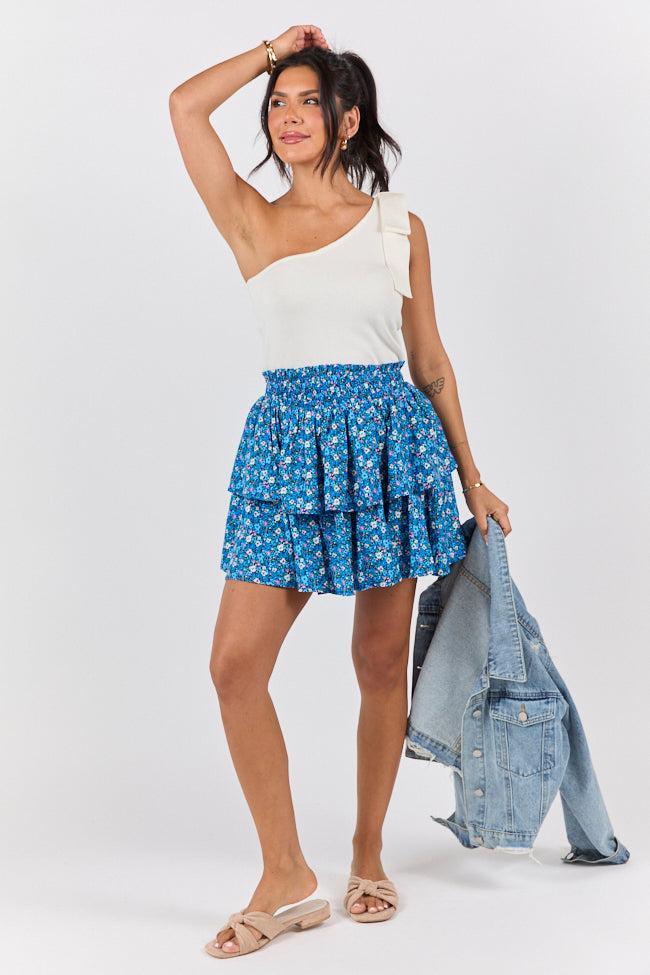 Breezy Navy Floral Tiered Skort SALE Product Image