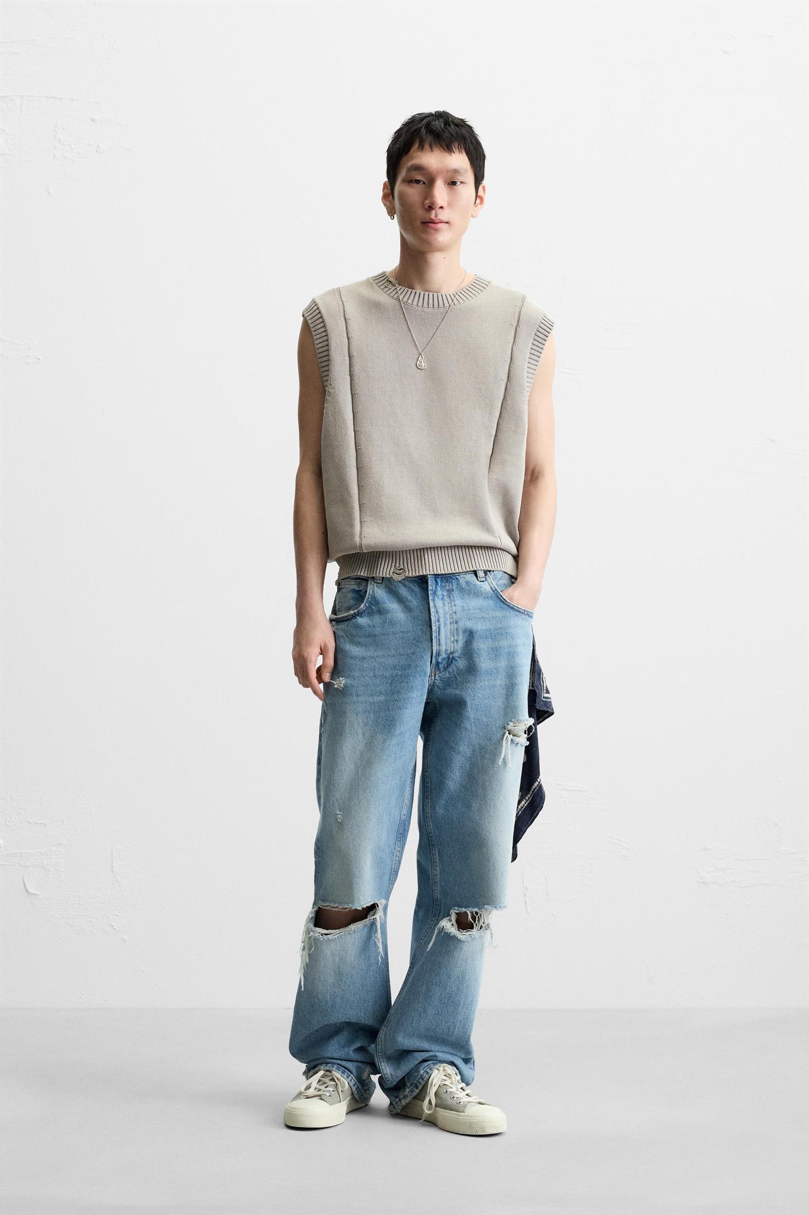 DISTRESSED KNIT VEST Product Image