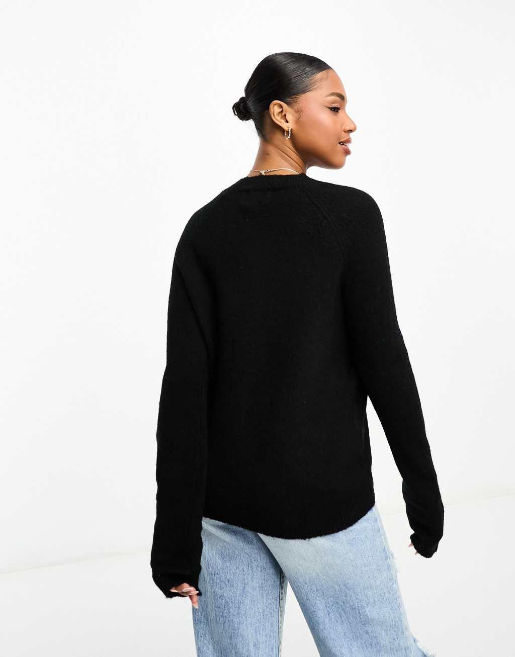 Pieces high neck sweater in black Product Image
