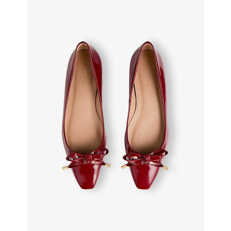LK BENNETT Womens Red-red Mabel Bow-embellished Patent-leather Ballet Flats Product Image