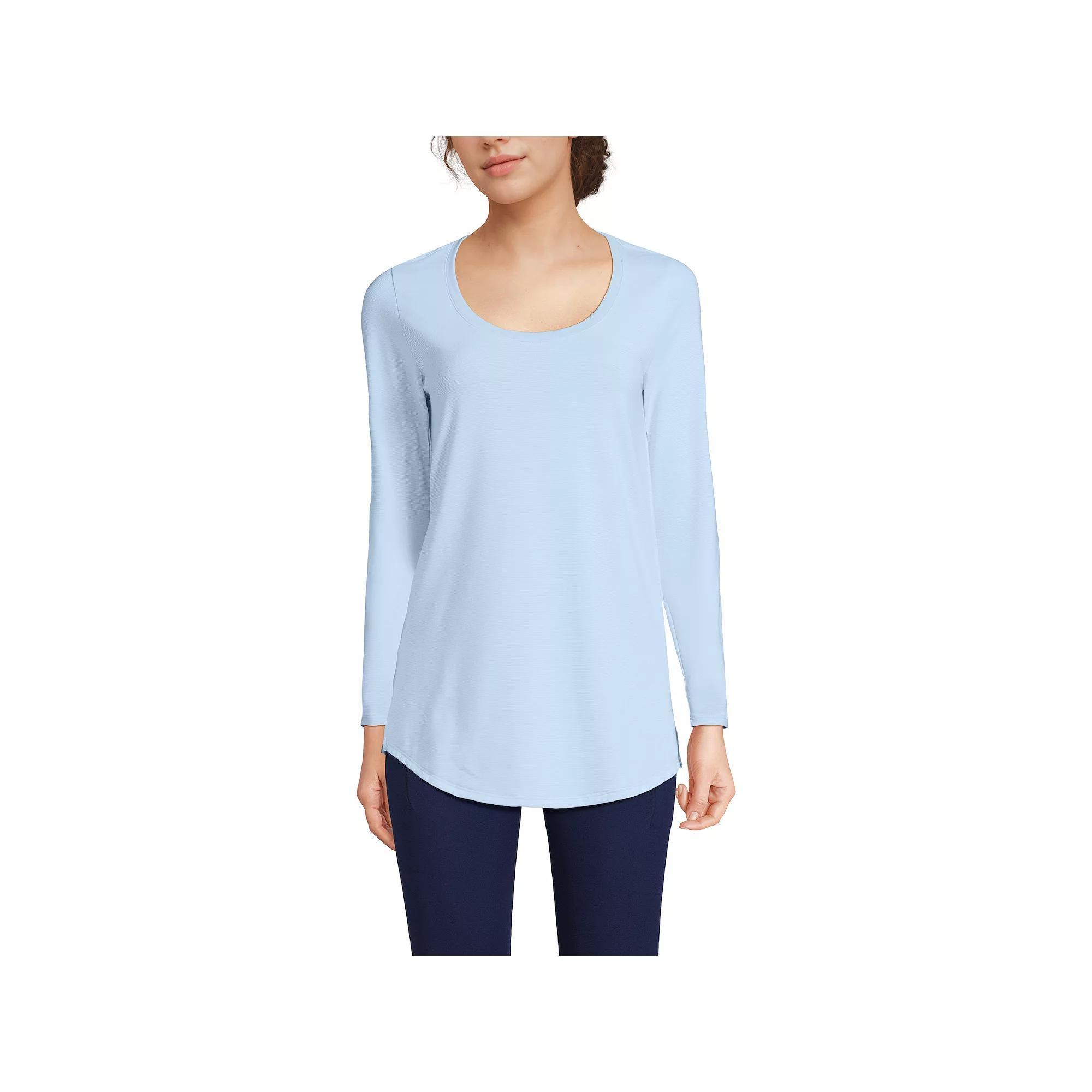 Women's Lands' End Long Sleeve Power Performance Scoop Neck Tunic Tee, Size: XL, Blue Pinstripe Product Image