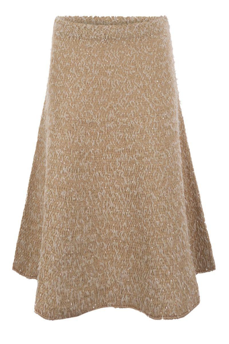 FABIANA FILIPPI Tweed Effect Flared Skirt In Beige Product Image