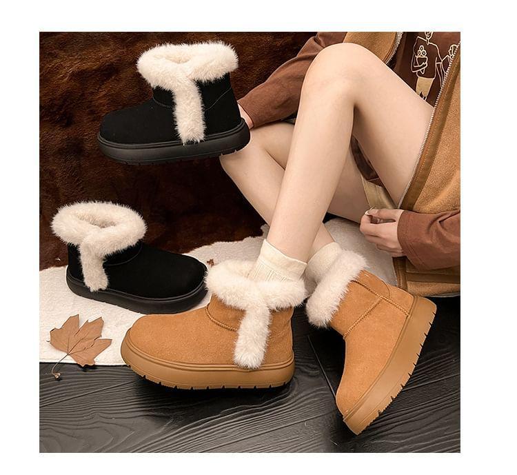 Fluffy Trim Platform Short Boots Product Image