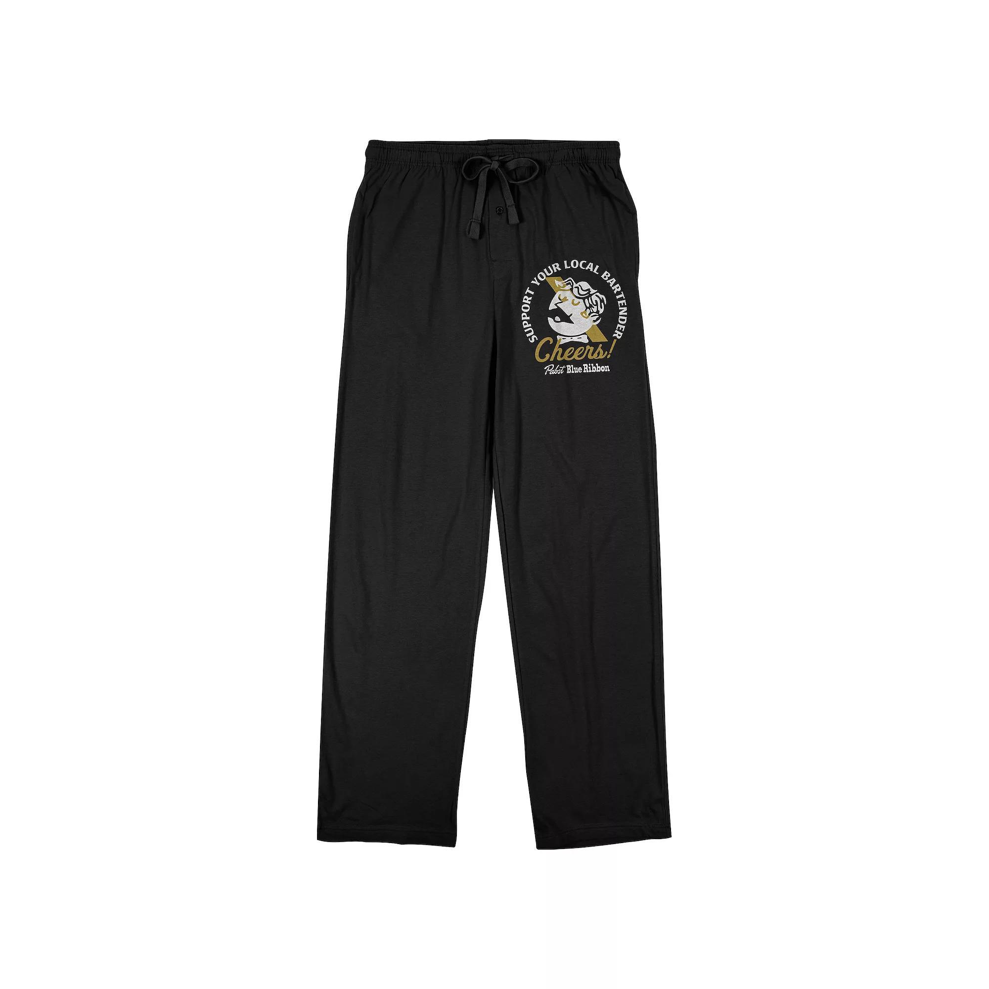 Men's Pabst Blue Ribbon Cheer Sleep Pants, Size: Medium, Black Product Image
