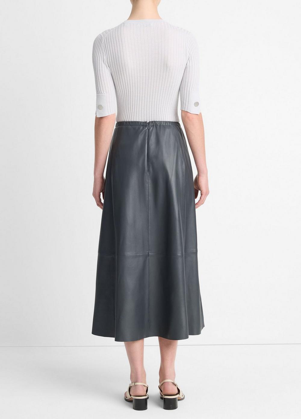 Womens Gathered Leather Mid-Rise Skirt, Dark Rasberry, Size S Vince Product Image