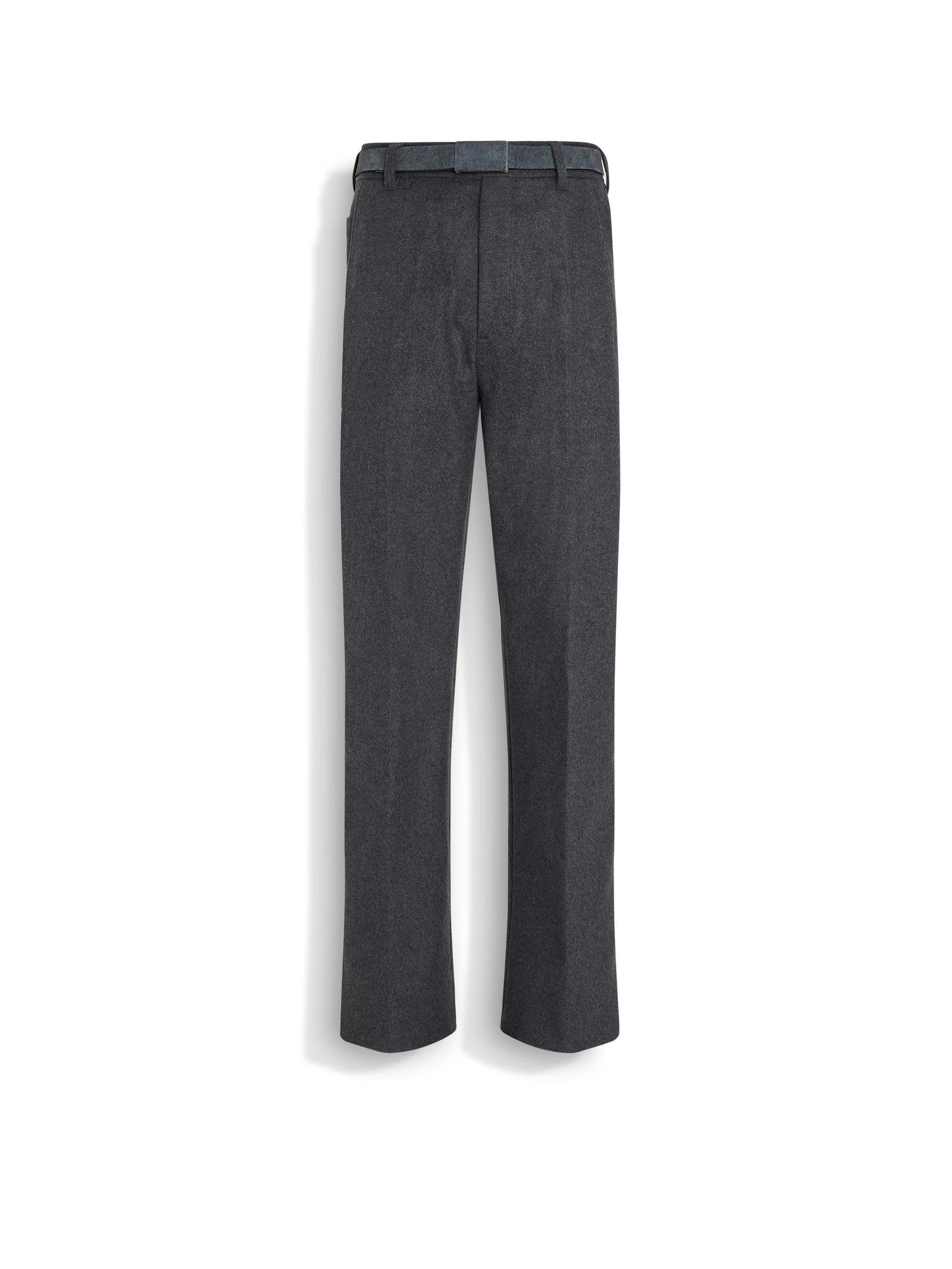 ZEGNA Dark Grey Wool And Cashmere Pants In Gris Foncé Product Image
