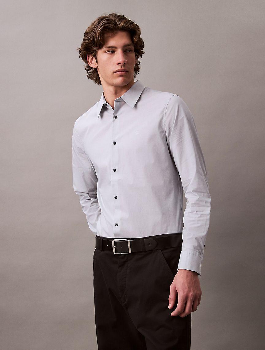 Calvin Klein Men's Slim Stretch Button-Down Shirt - Grey - S Product Image
