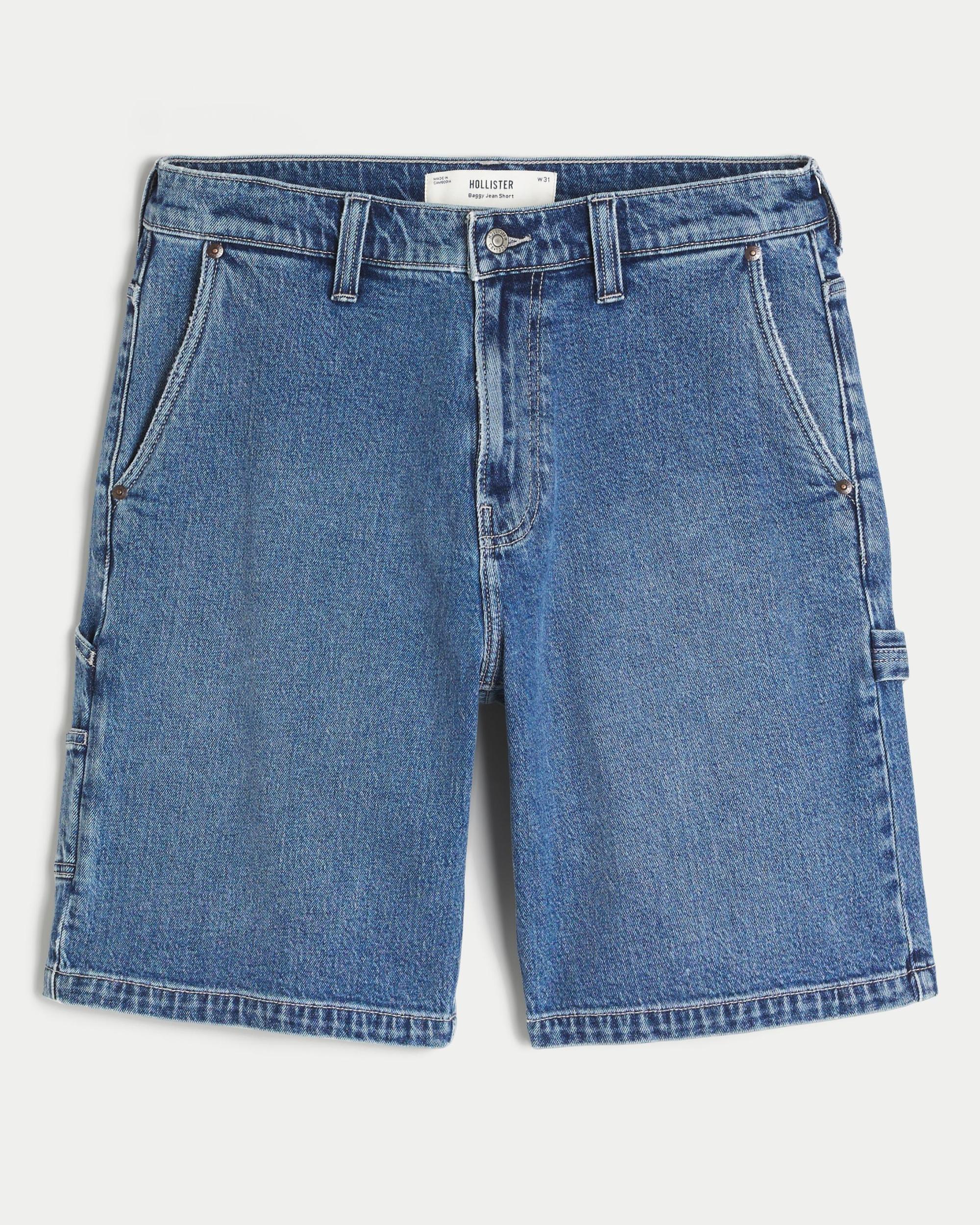 Washed Black Baggy Denim Shorts Product Image
