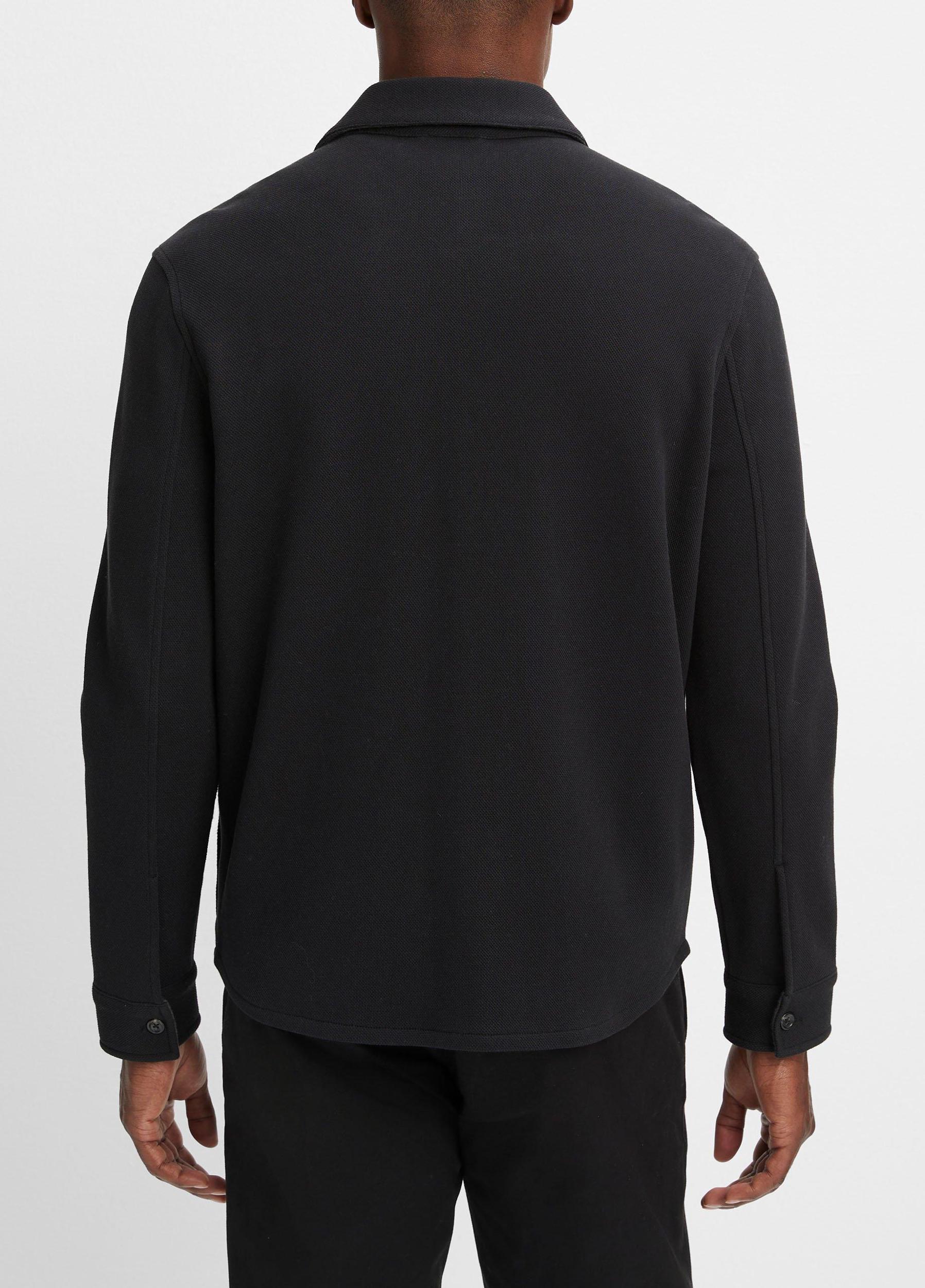 Mens Double-Knit Cotton-Blend Piqu Shirt Jacket, Black/medium Heather Grey, Size L Vince Product Image