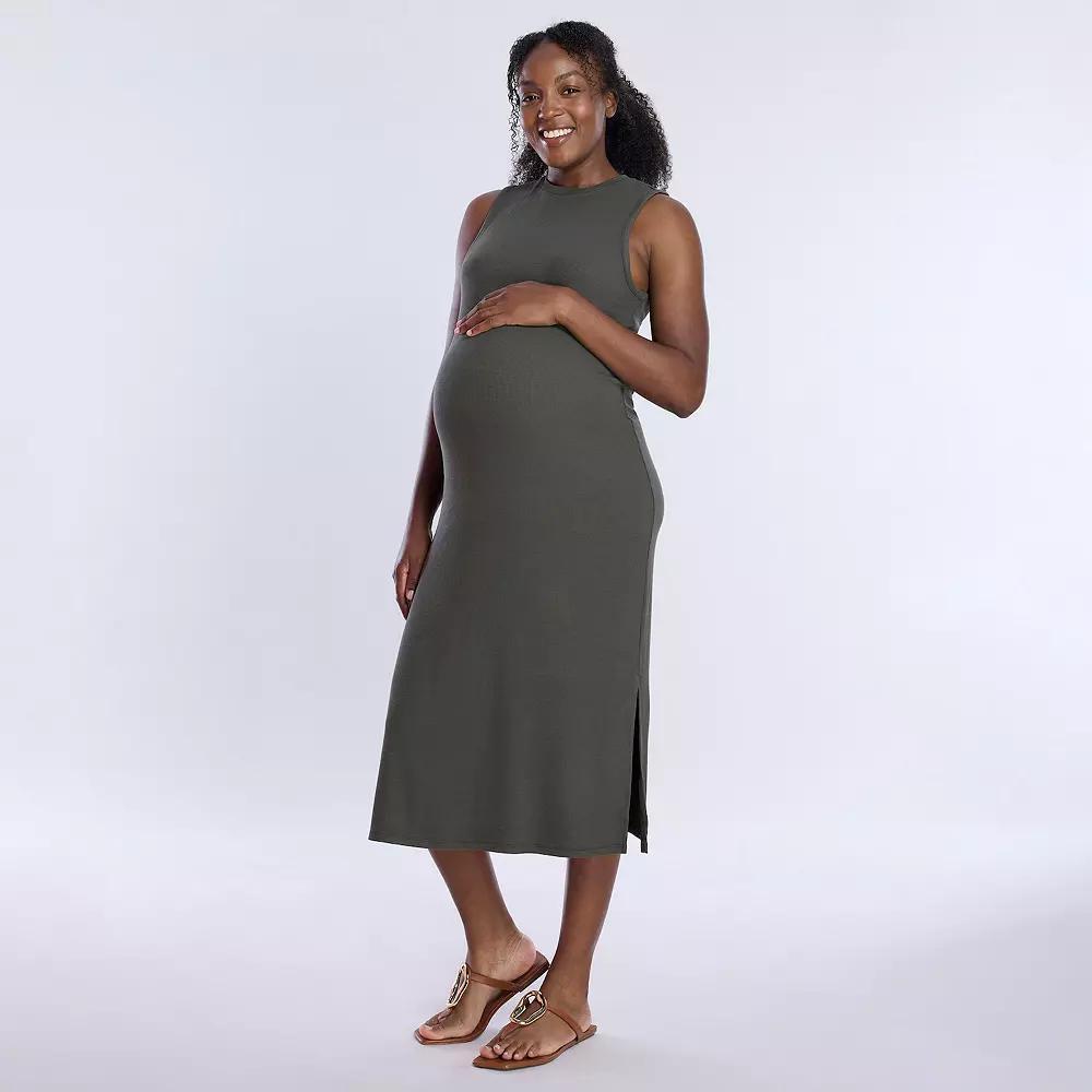 Maternity Motherhood® Rib Knit Midi Dress, Women's, Size: XS-MAT, Black Product Image