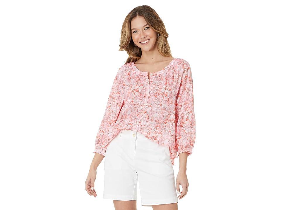 Tommy Bahama Petit Palma 3/4 Sleeve Top (Atlantis Teal) Women's Clothing Product Image