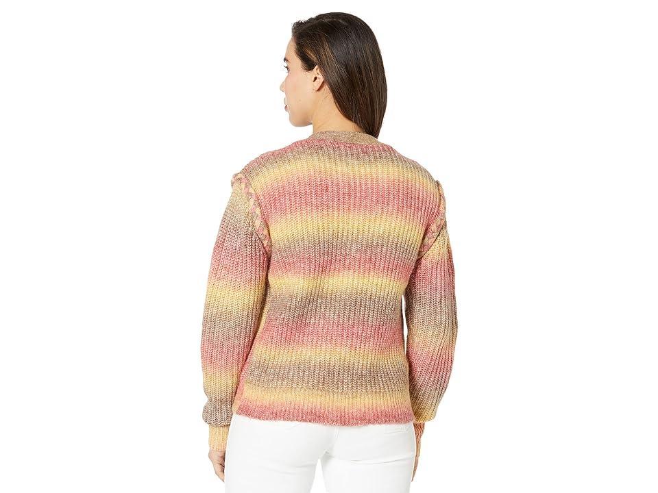 KUT from the Kloth Isla - Braided Button-Down Cardigan (Oatmeal/Coral) Women's Clothing Product Image
