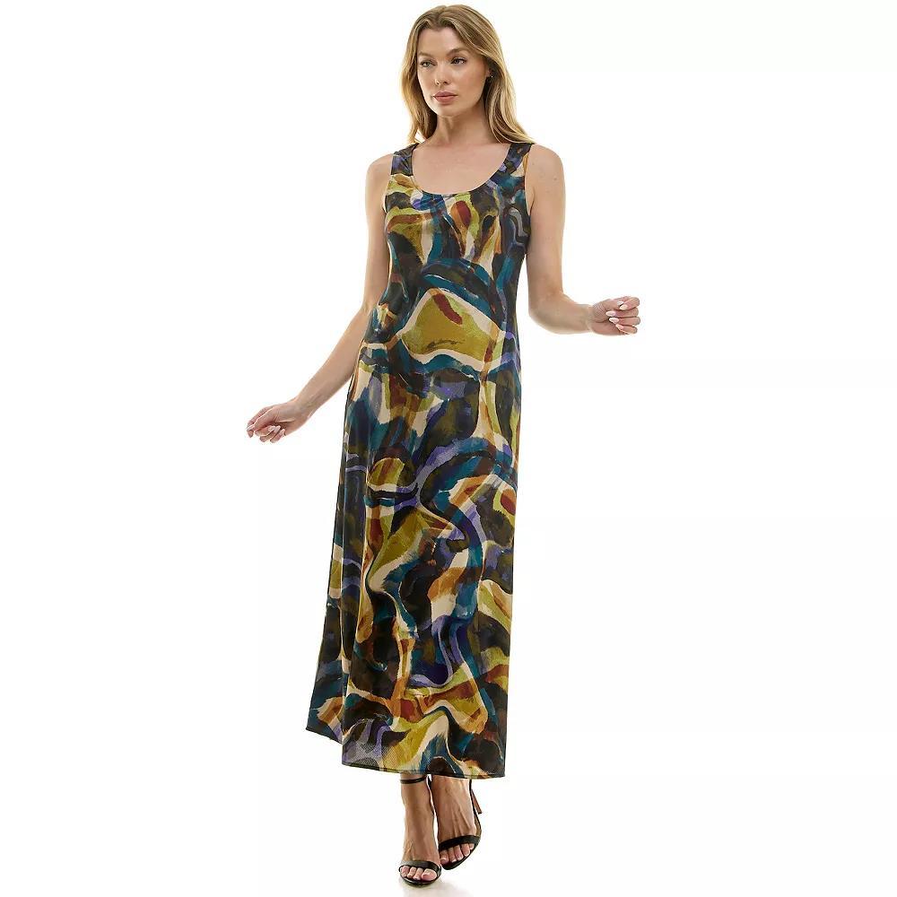 Women's Luxology Sleeveless Satin Slip Dress, Size: Medium, Purple Olive Brown Product Image