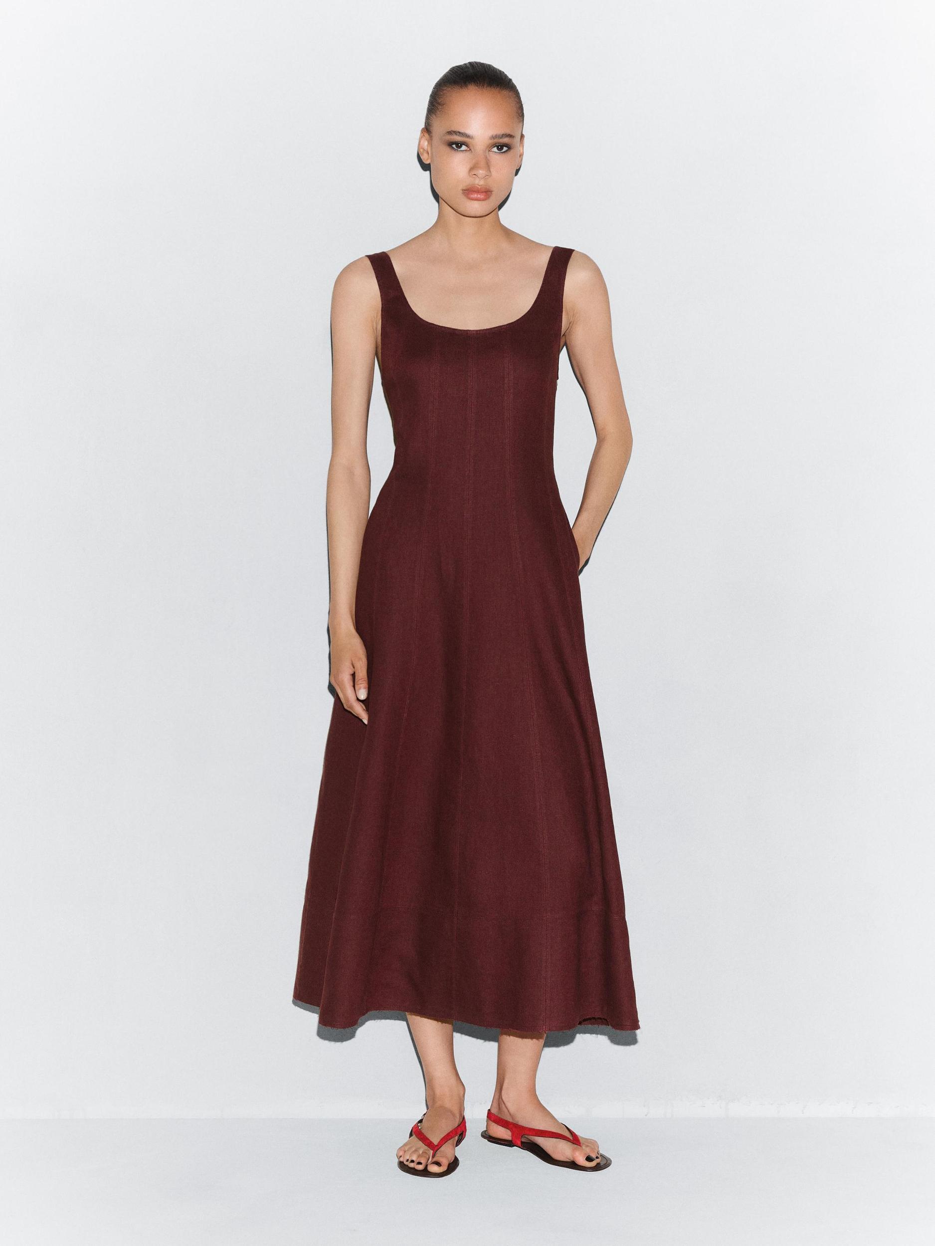 Long flowing 100% linen dress Product Image