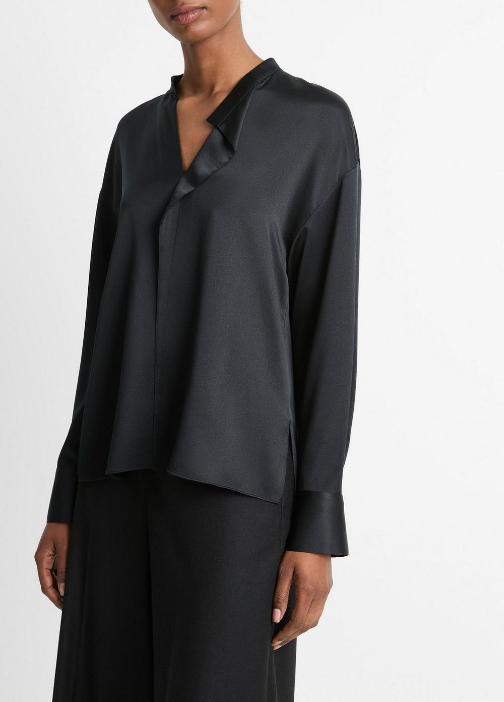 Womens Silk Draped Stand-Collar Blouse, Petal Amber, Size M Vince Product Image