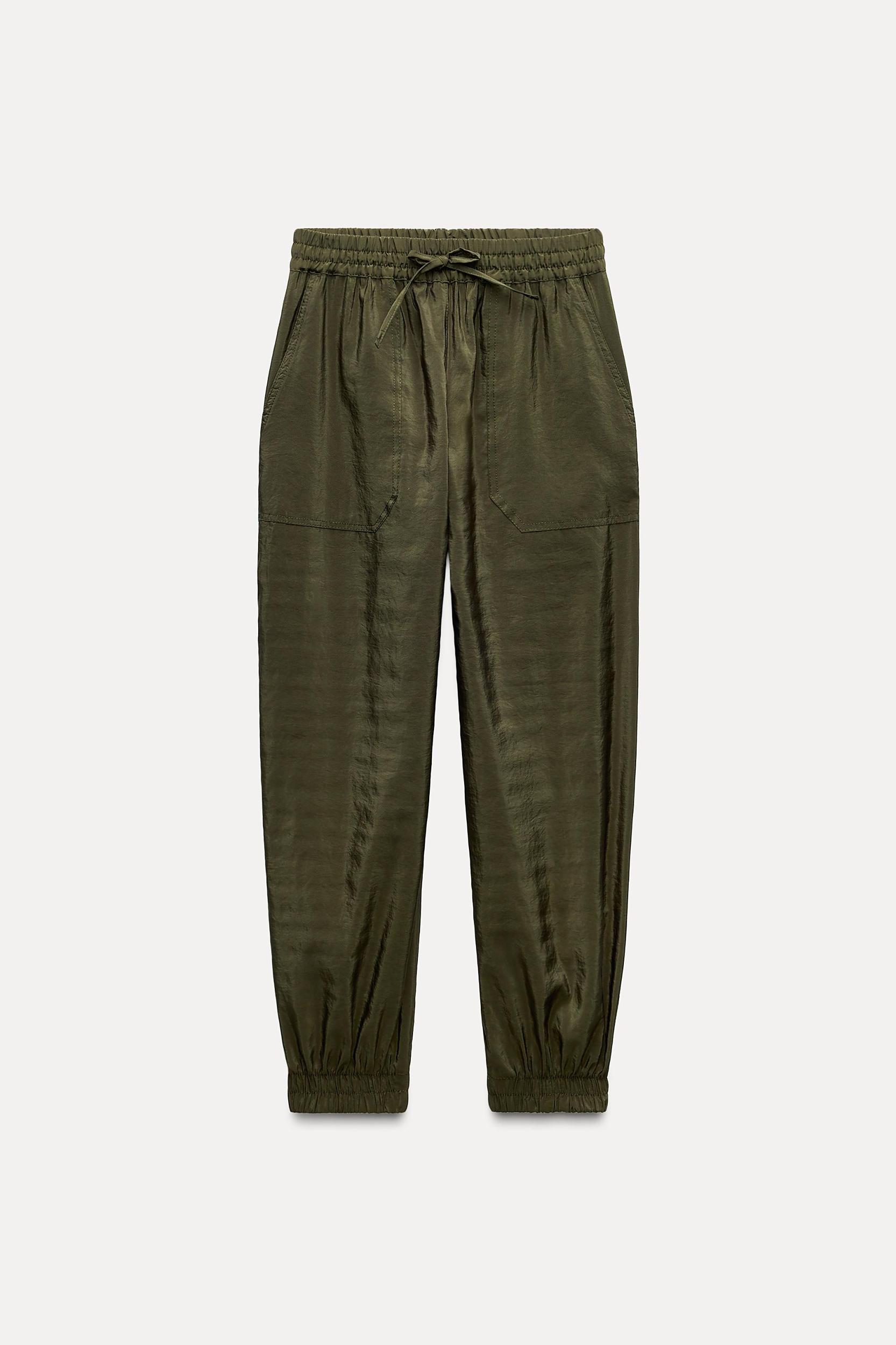 SATIN EFFECT CUFFED PANTS Product Image