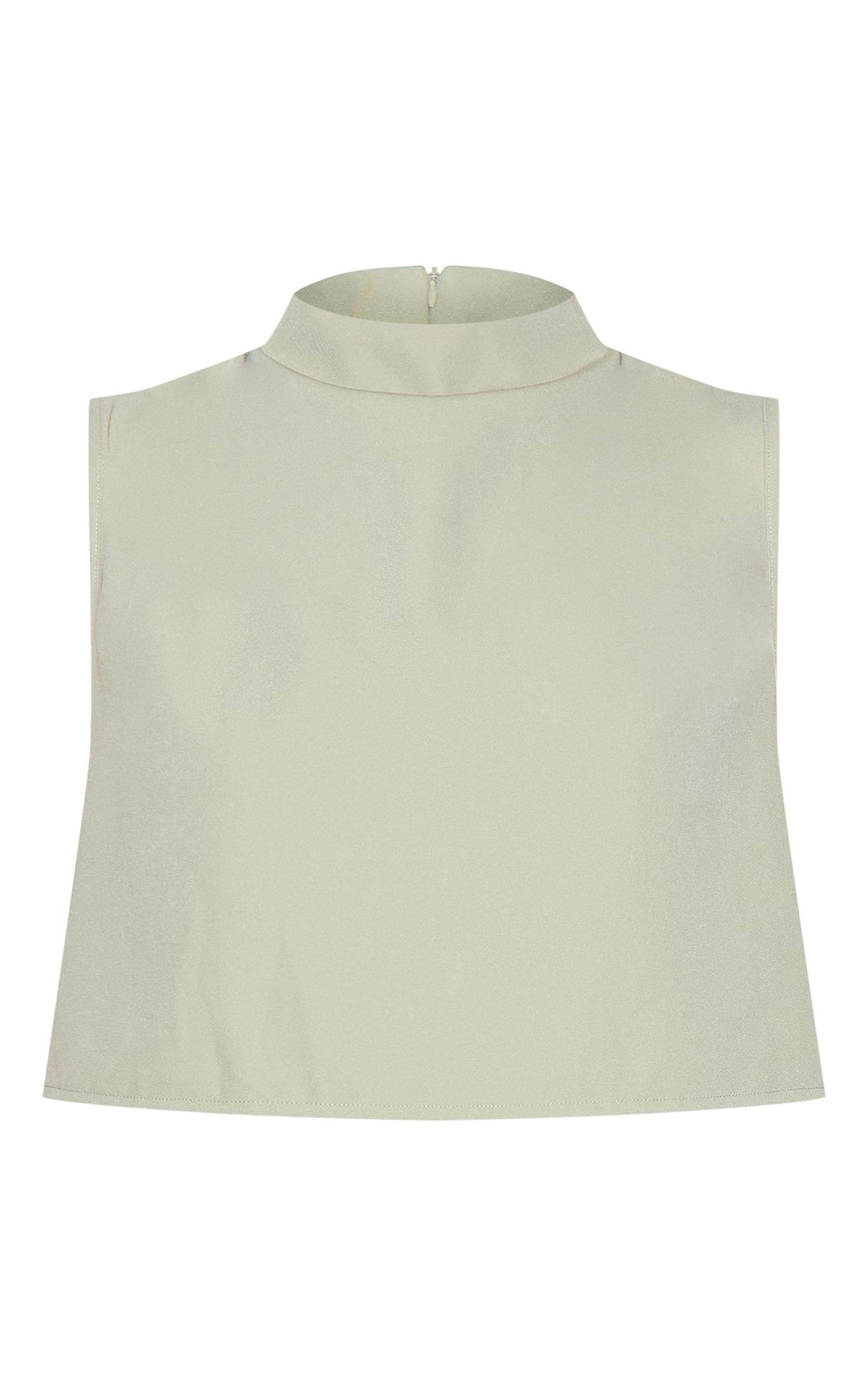 Sage Woven Pleated Boxy Top Product Image
