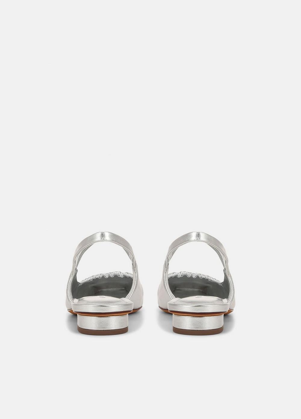 Womens Iliana Metallic Leather Slingback Flat, Silver, Size 9.5 Vince Product Image