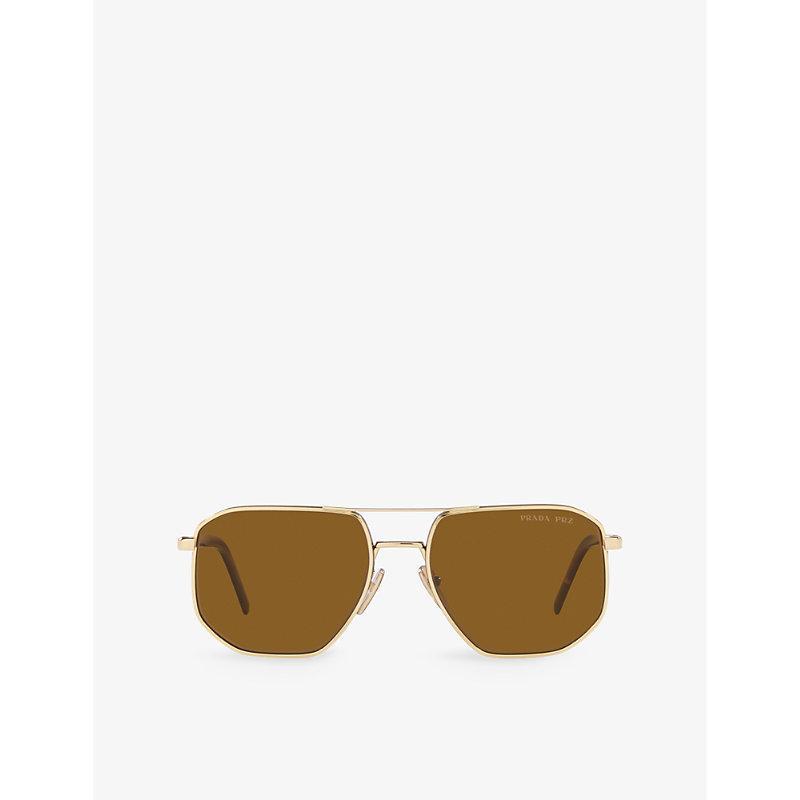 PRADA Womens Pr 59ys Square-frame Metal Sunglasses Gold Product Image