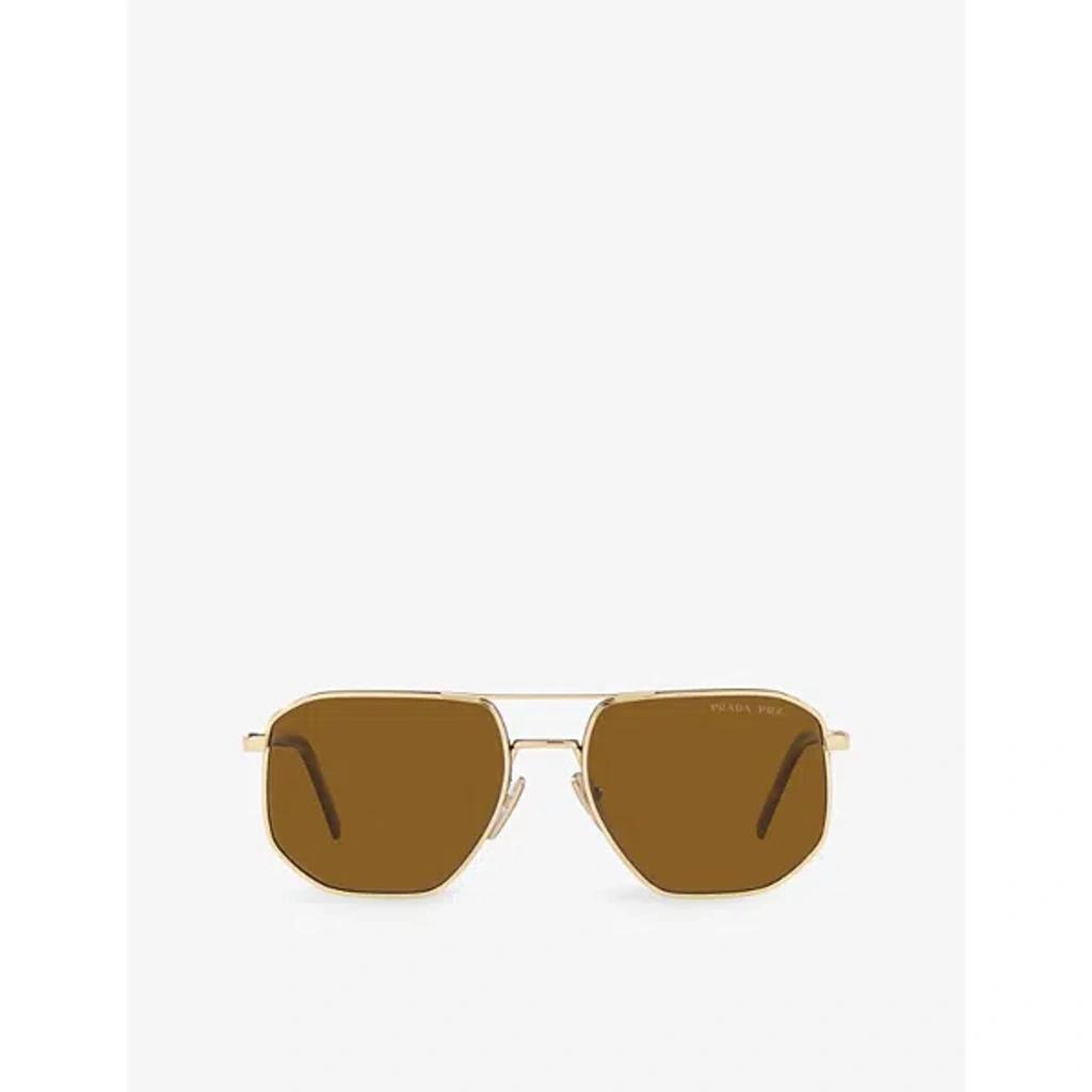 PRADA Womens Pr 59ys Square-frame Metal Sunglasses Gold Product Image
