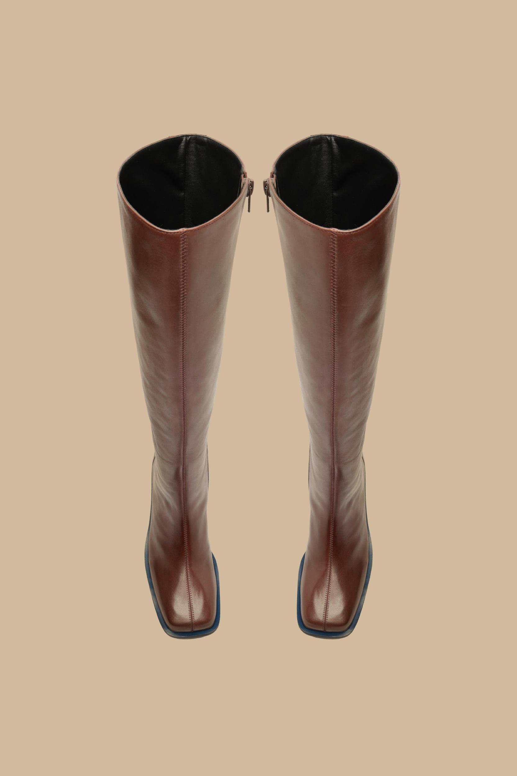 Knee High Square Toe Boot, BROWN / 10 Product Image