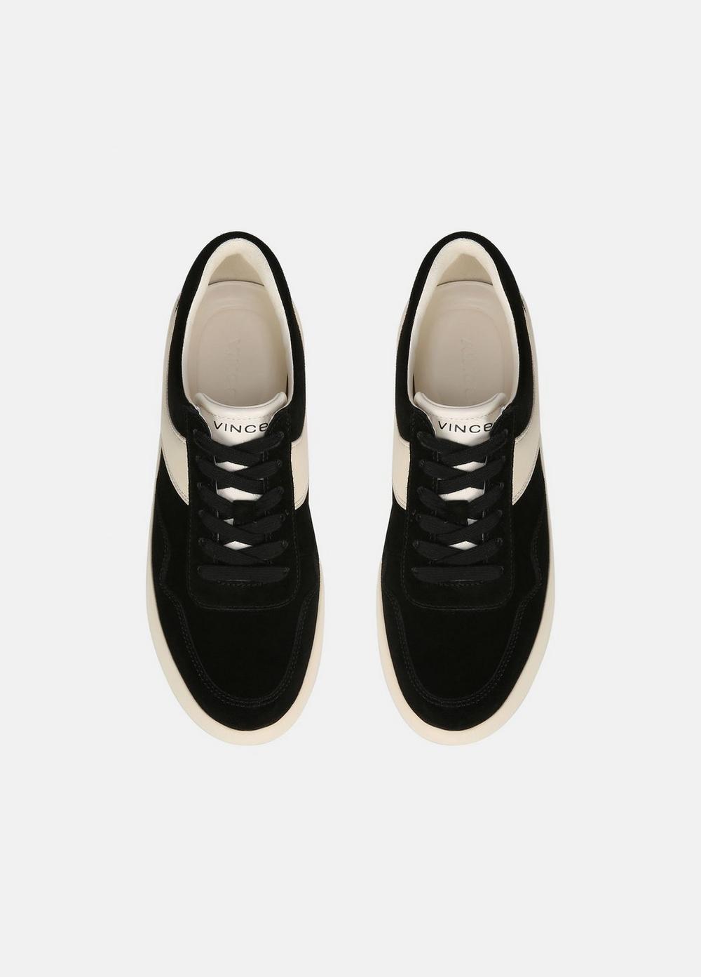 Womens Warren Court Leather Sneaker, Black, Size 6 Vince Product Image