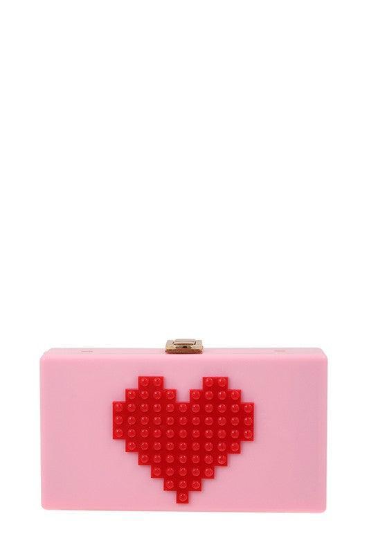 Pixelated Heart Shape Clutch Evening Bag Product Image