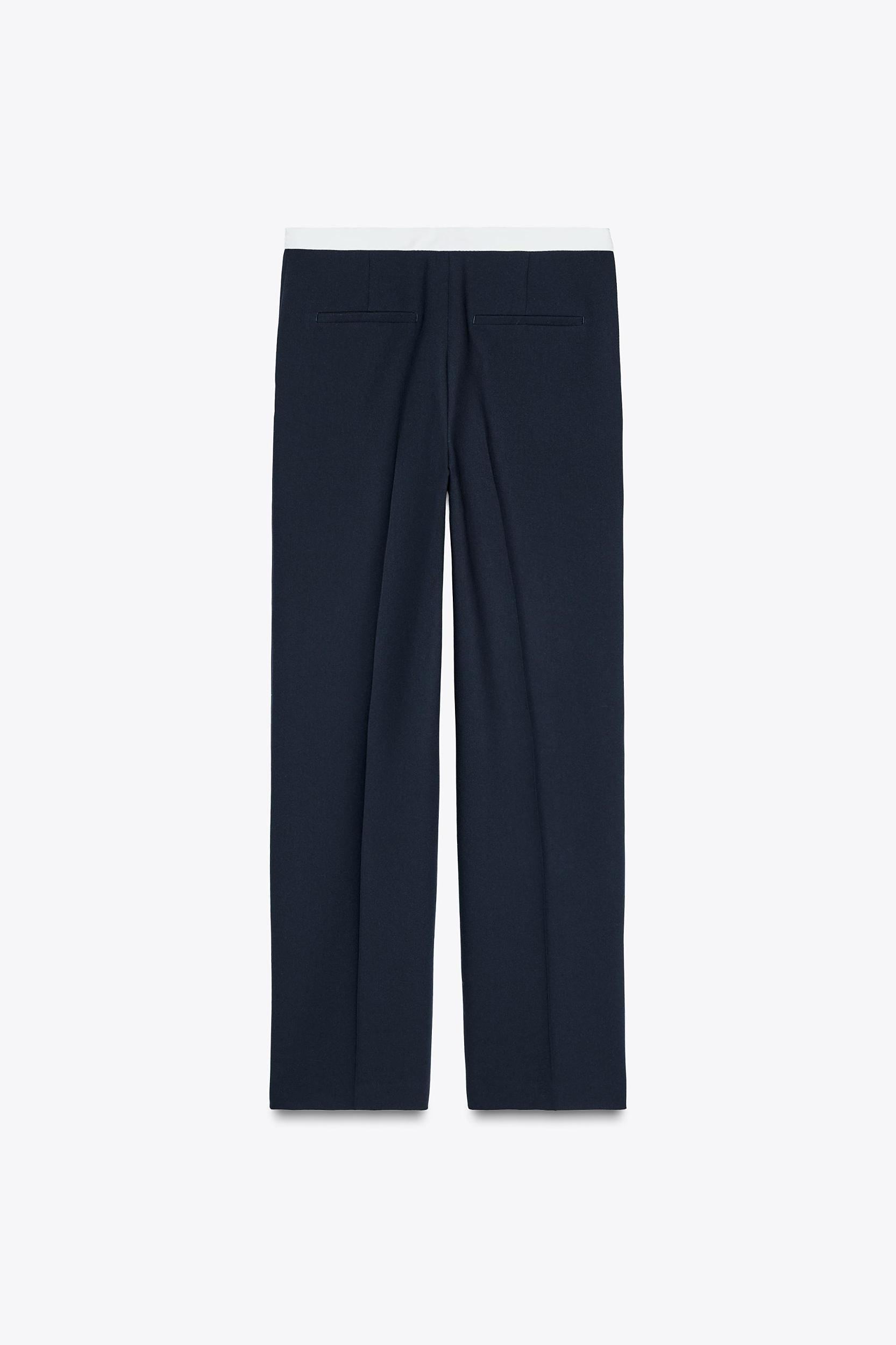 CONTRAST WAIST STRAIGHT LEG PANTS Product Image