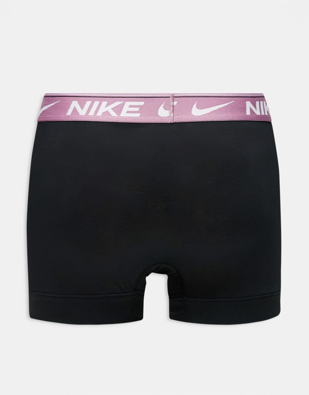Nike Dri-Fit ultra comfort 3 pack briefs with colored waistband in green/black/plum Product Image