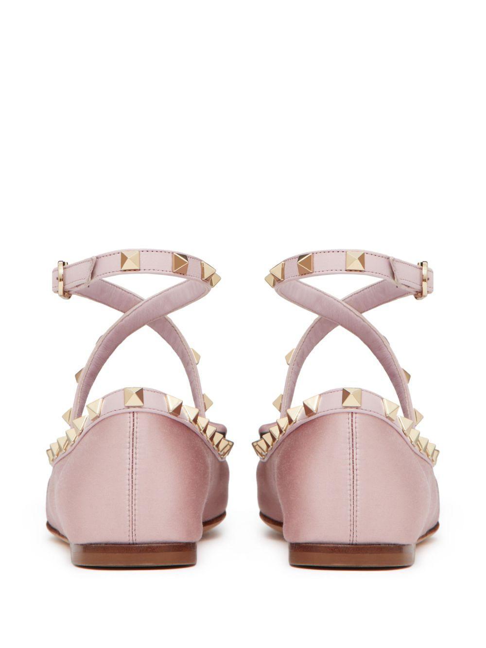 Rockstud satin ballerina shoes Product Image