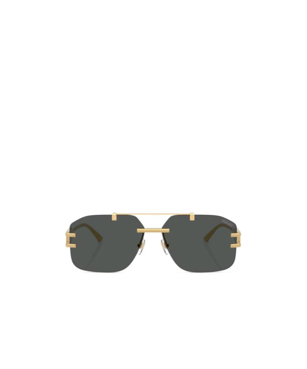 VERSACE 60mm Rectangular Sunglasses In Dark Grey Product Image
