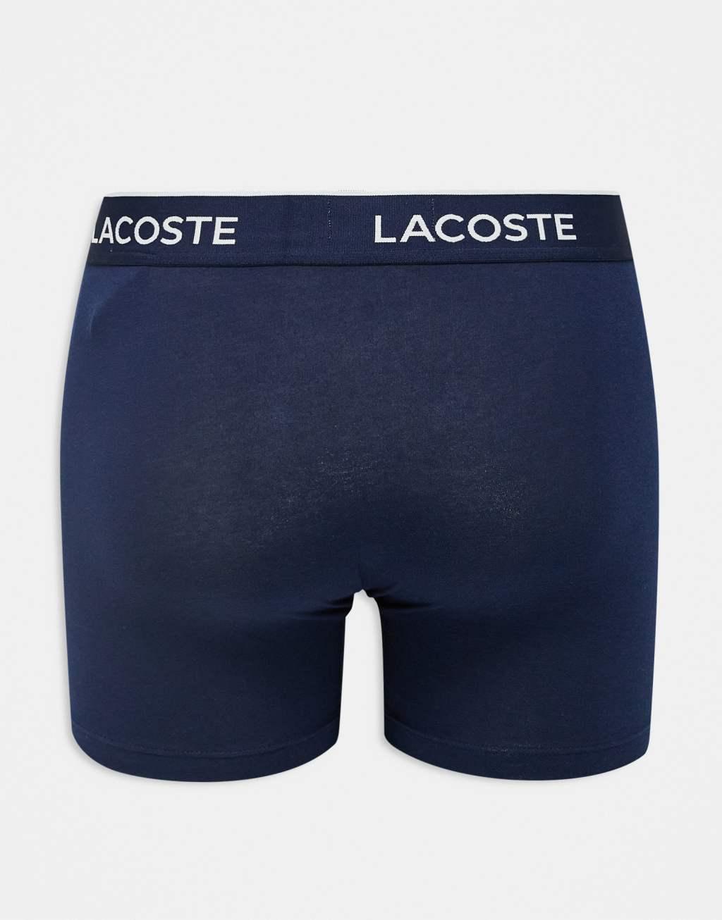 Lacoste 3 pack boxer briefs in black with contrast waistbands Product Image