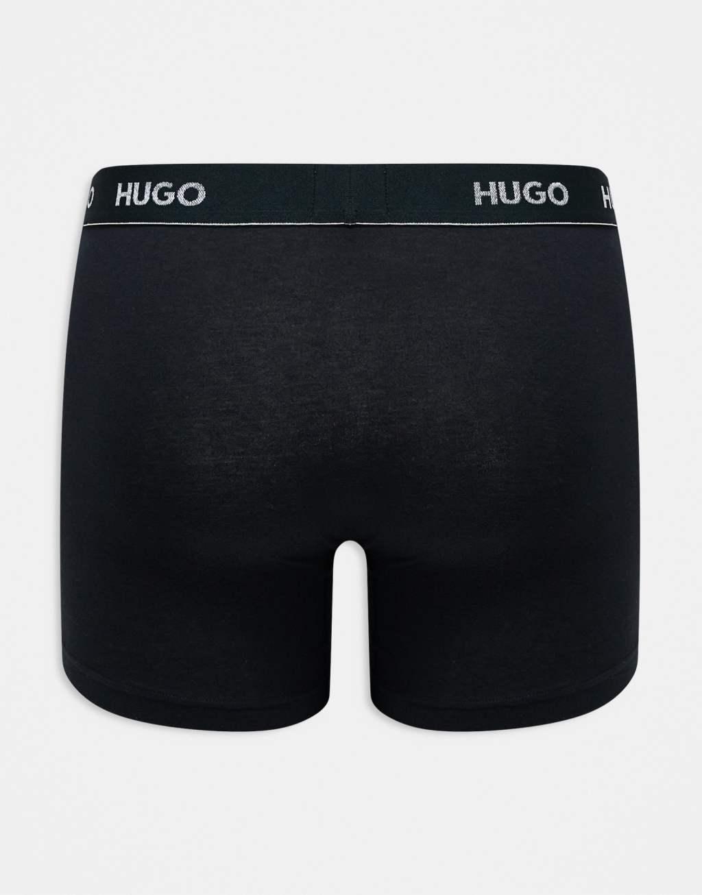 HUGO Bodywear 3-pack trunks in black with front red label logo  Product Image