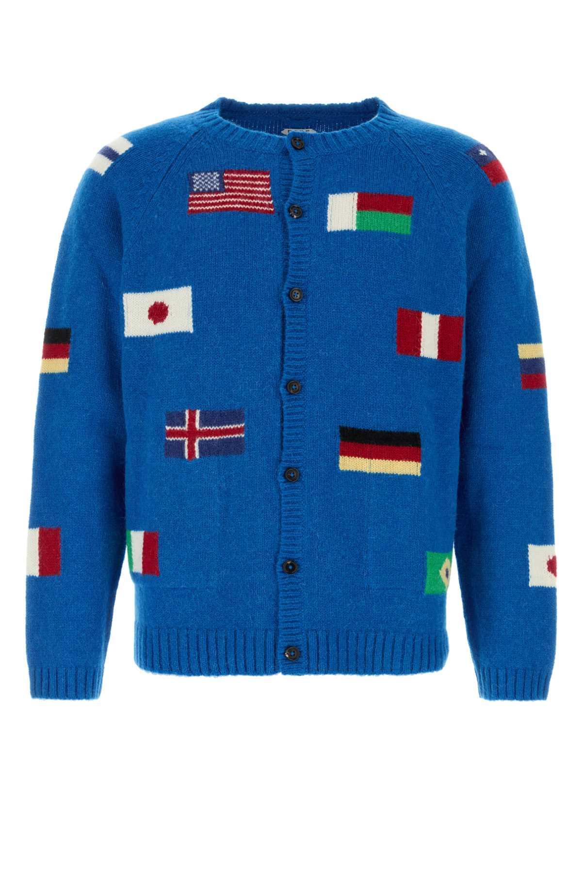 BODE Electric Blue Alpaca Blend Round-the-world Cardigan Product Image