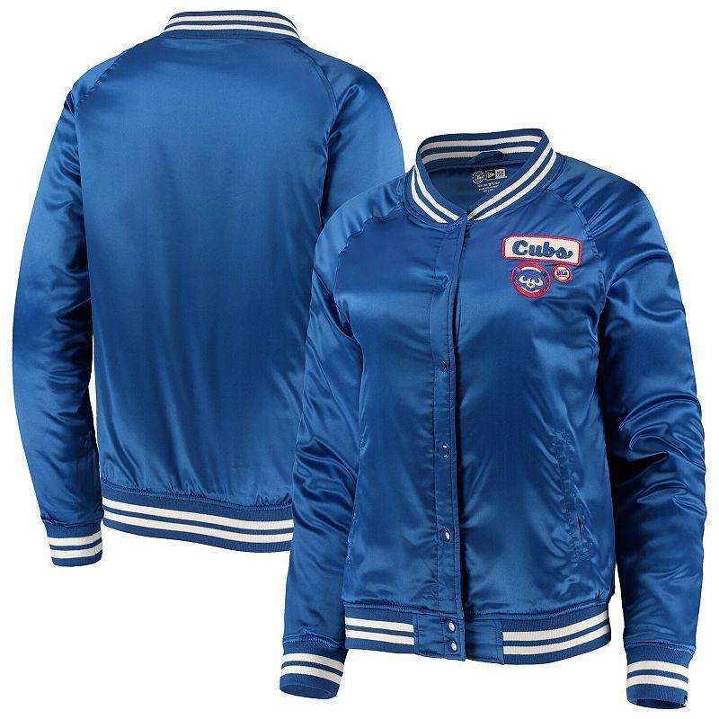 Men's New Era Royal Chicago Cubs Satin Raglan Full-Snap Jacket, Women's, Size: Medium, Blue Product Image