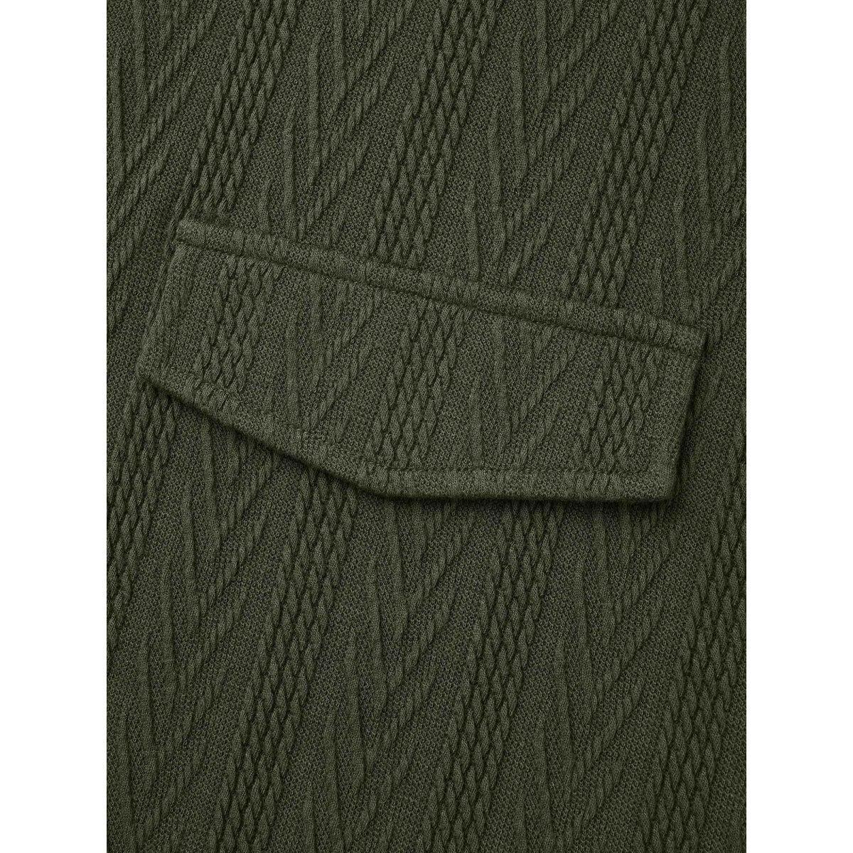 Plus Size Textured Flap Detail Arc Hem Jacket Women ArmyGreen Texture Everyday Jackets BloomChic 14-16/1X Product Image